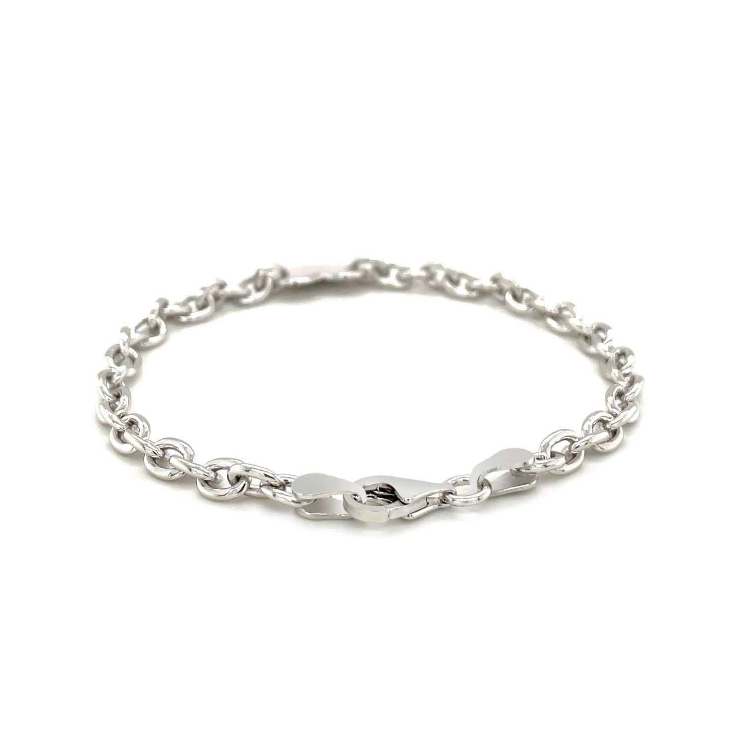 Sterling Silver Rhodium Plated Chain Bracelet with a Flat Heart Station (5.00 mm)