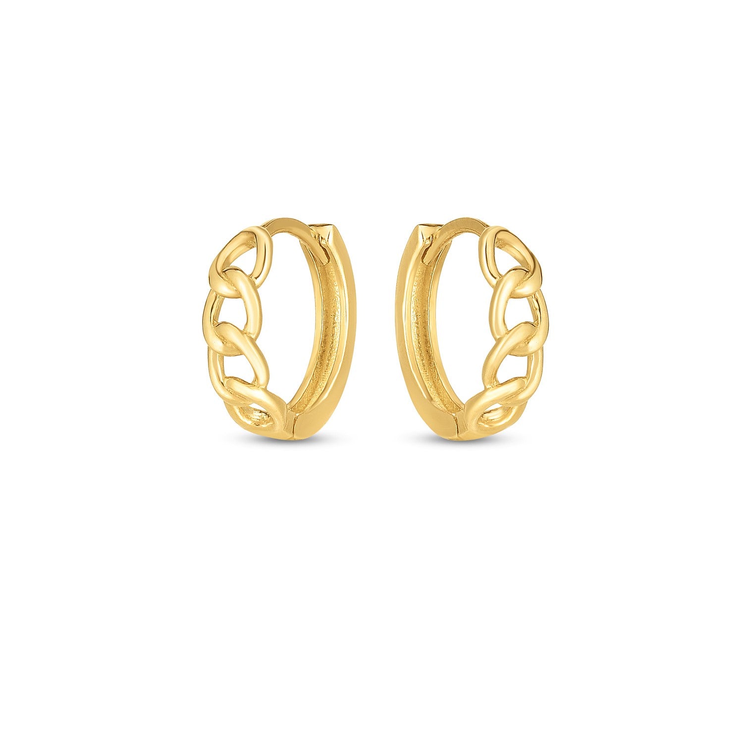 14k Yellow Gold Curb Huggie Hoop