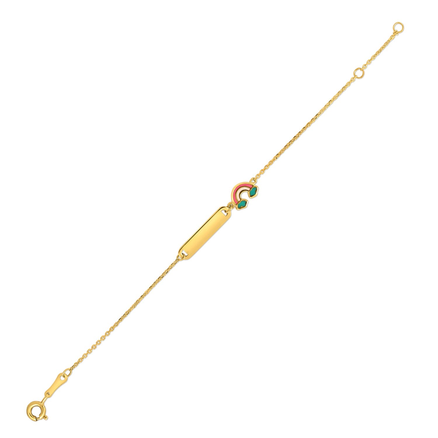 14k Yellow Gold Rainbow Childrens Bracelet (1.00 mm)