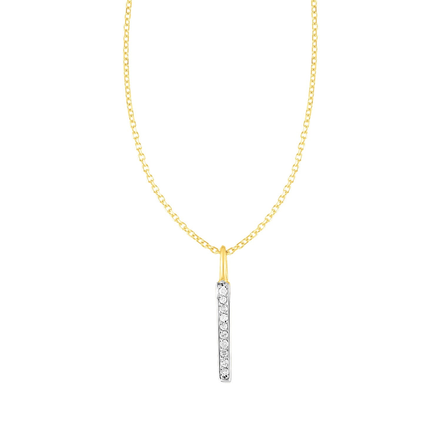 14k Yellow Gold Bar Pendant with Diamonds