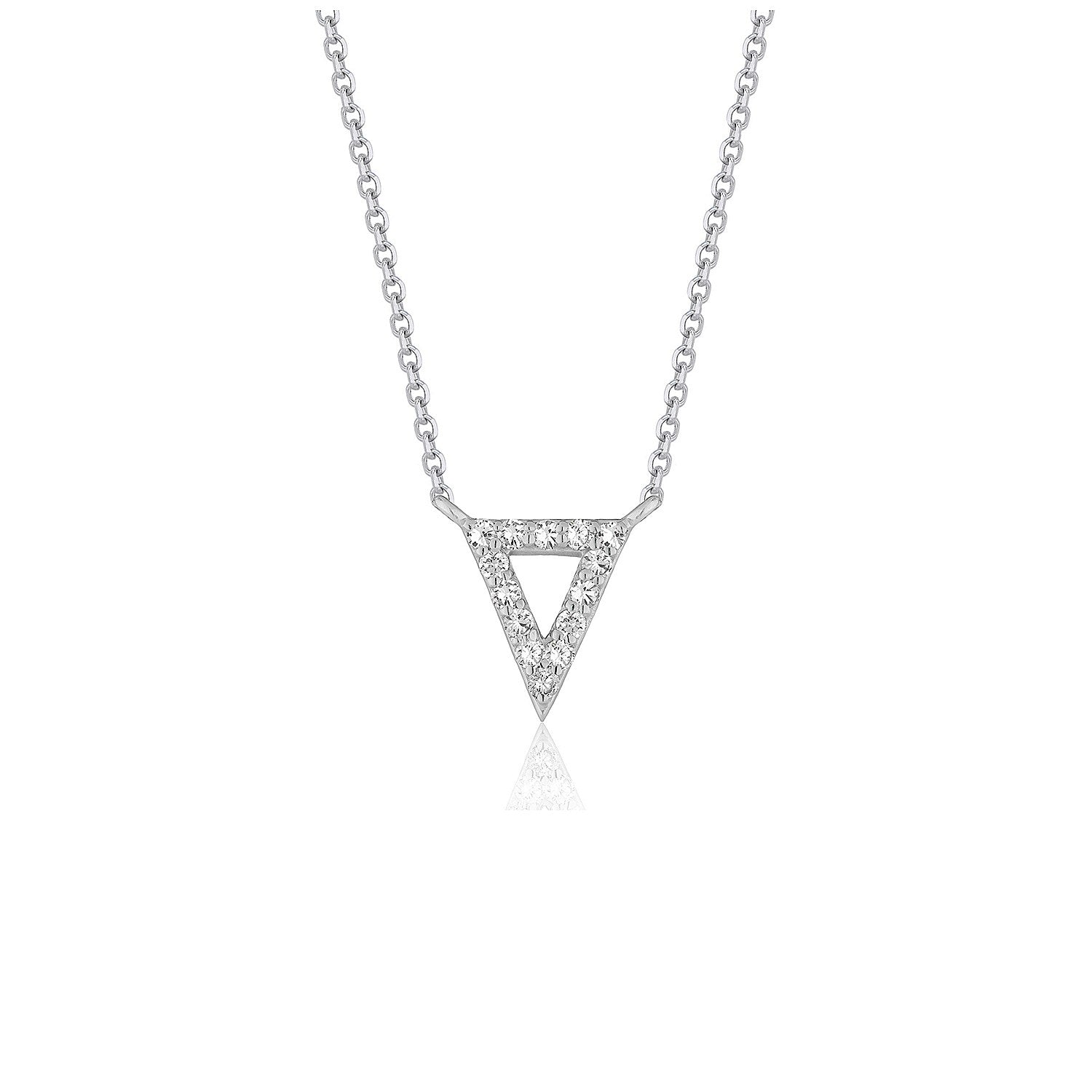 Diamond Inverted Triangle Pendant in 14k White Gold