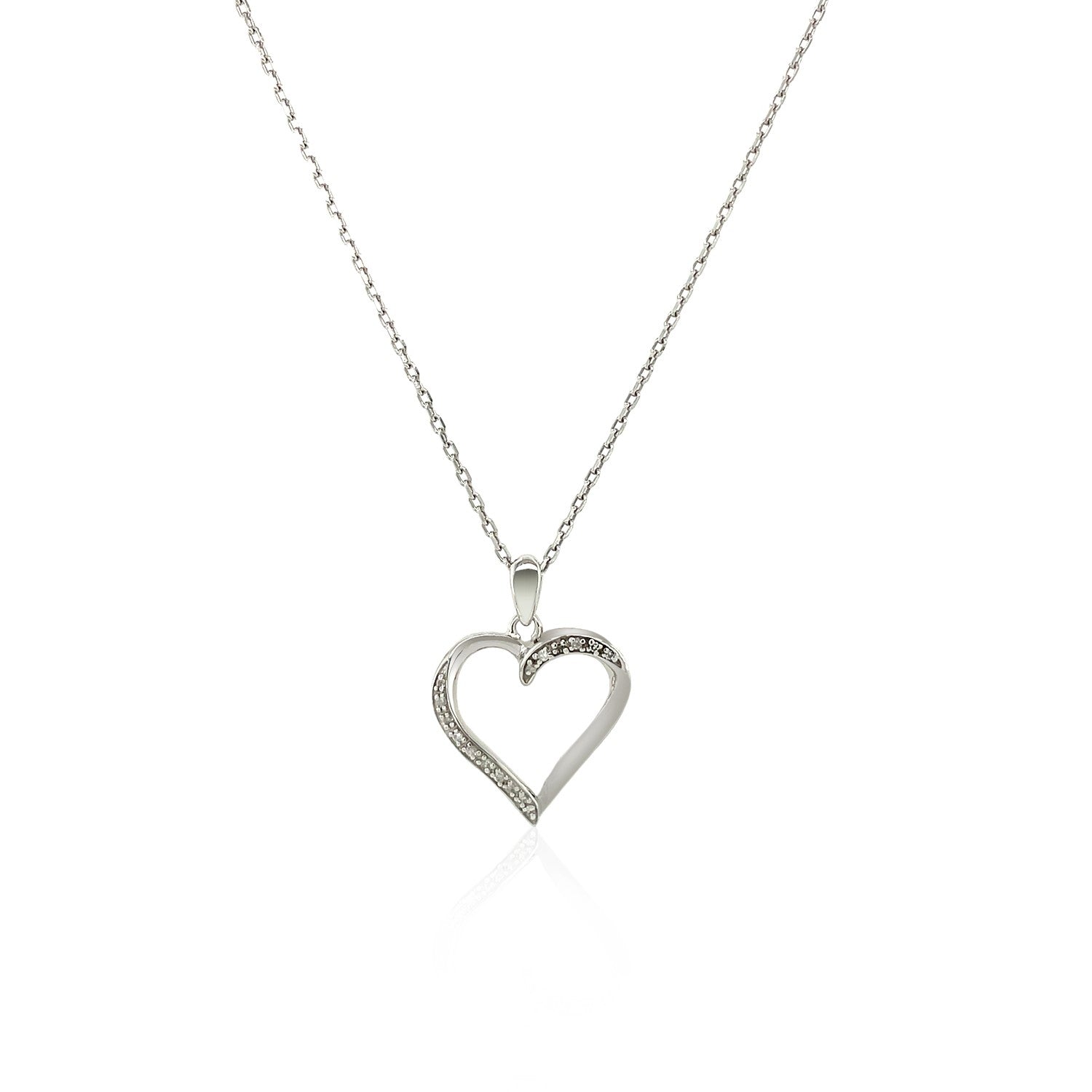 Sterling Silver Twisted Open Heart Diamond Accented Pendant (.04 cttw)