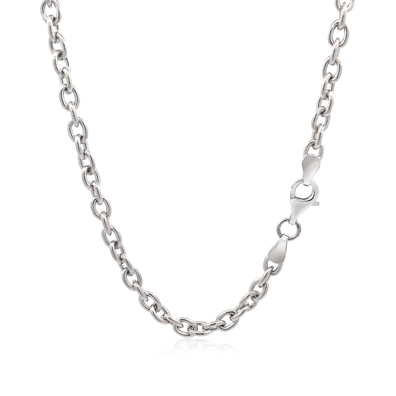 Sterling Silver Rhodium Plated Chain Bracelet with a Flat Heart Motif Station