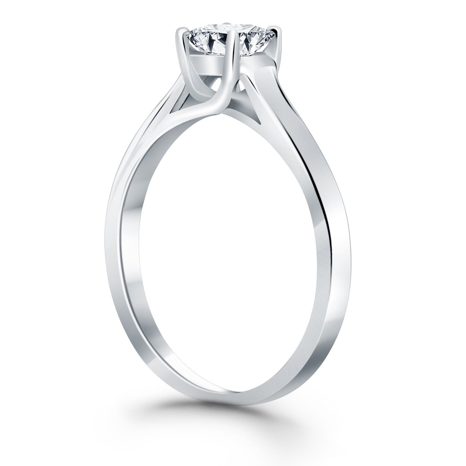 14k White Gold Princess Trellis Solitaire Engagement Ring Mounting