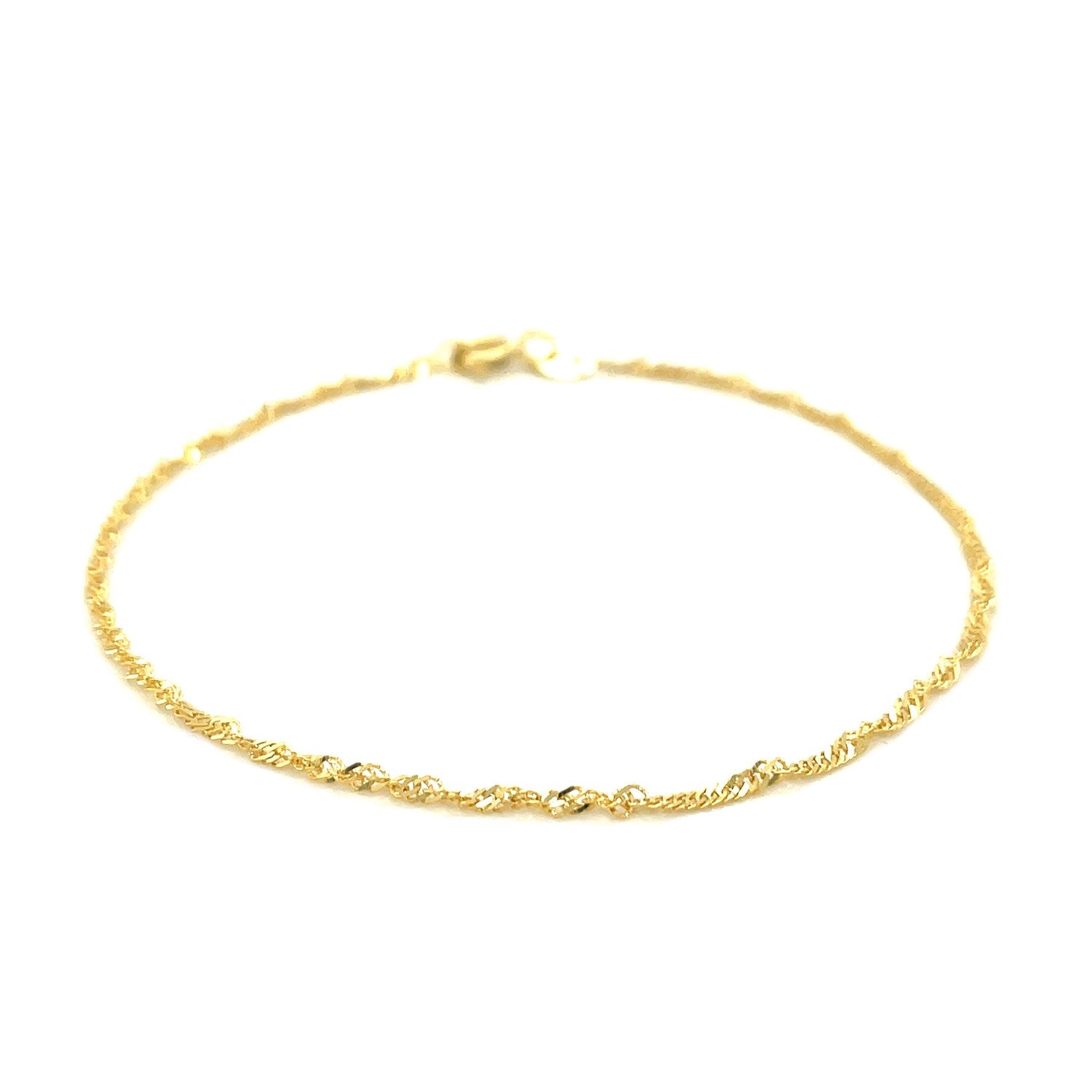 10k Yellow Gold Singapore Bracelet 1.5mm