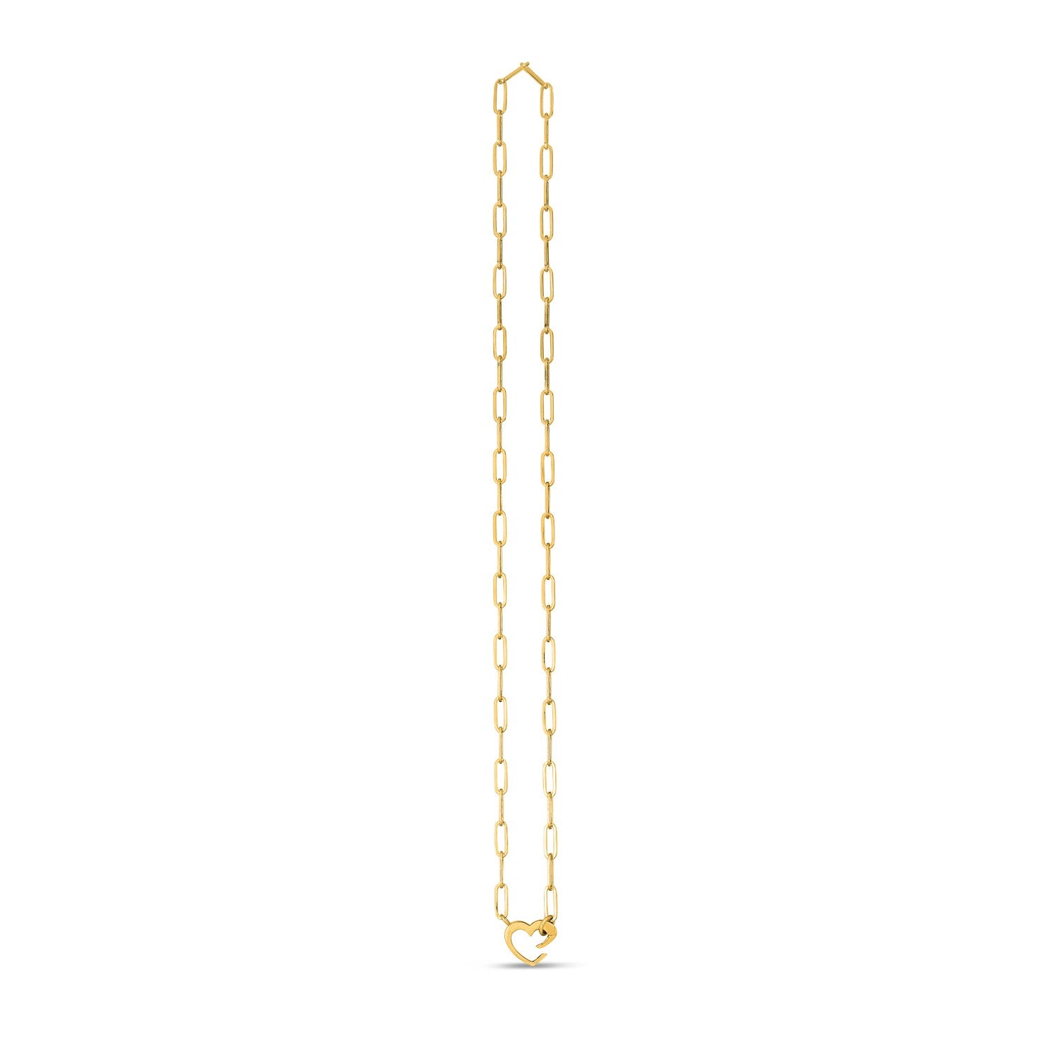 14k Yellow Gold Heart Element Paperclip Necklace